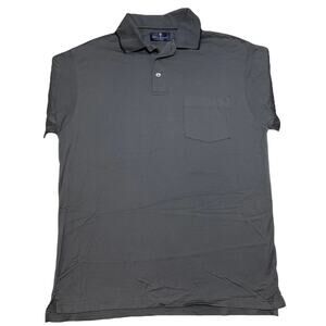 Bill Blass Men Polo Shirt Size L Gray Button Short Sleeve Stretch